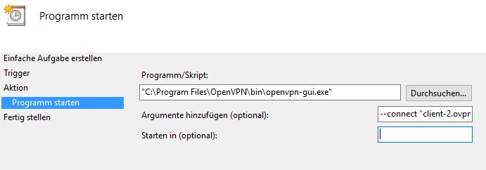 OpenVPN - Einfache Aufgabe - Programm starten