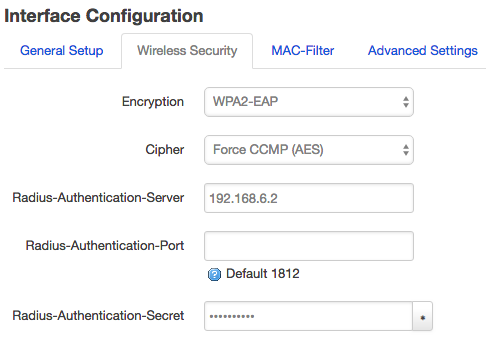 OpenWRT FreeRADIUS Access Point Client